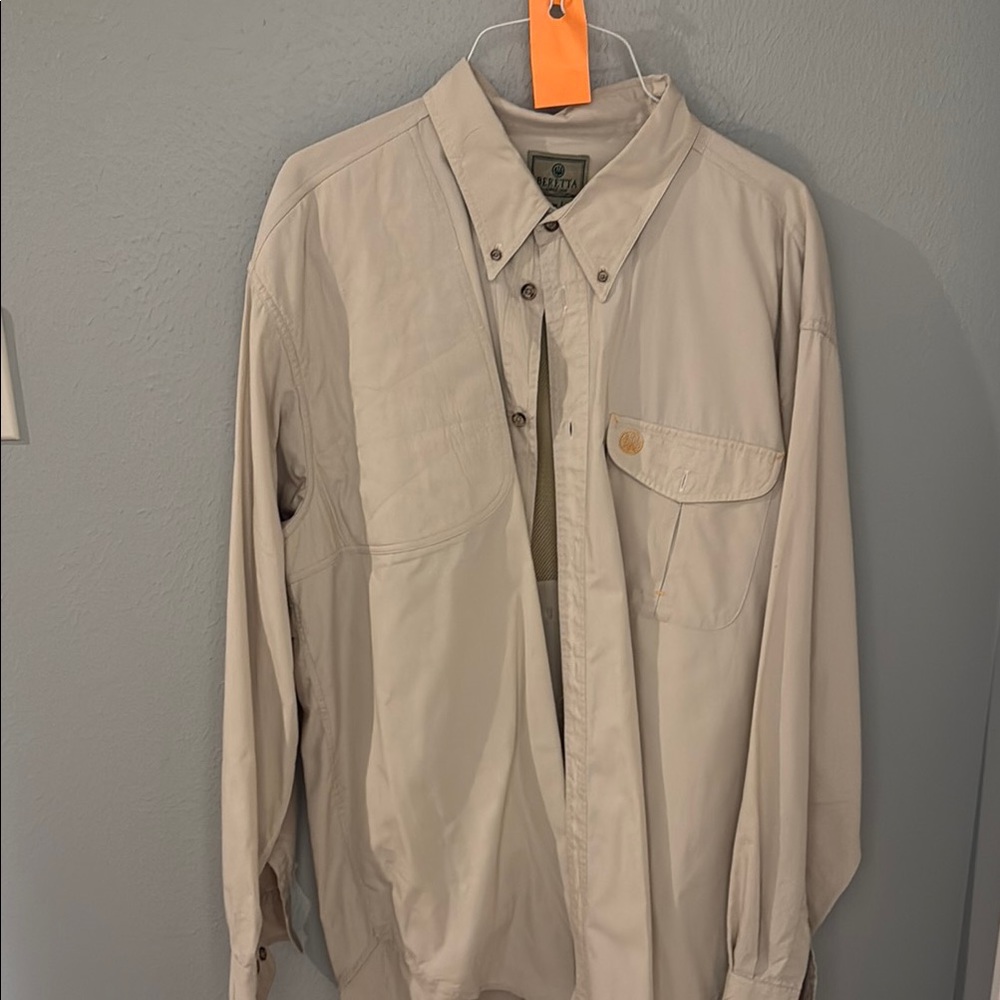 BERETTA Men's Beige Button-Up Shirt XXL